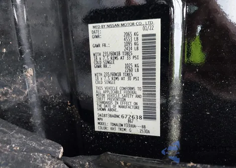 2022 Nissan Rogue Sv Fwd z USA, uszkodzony, nr VIN 5N1BT3BA8NC672638